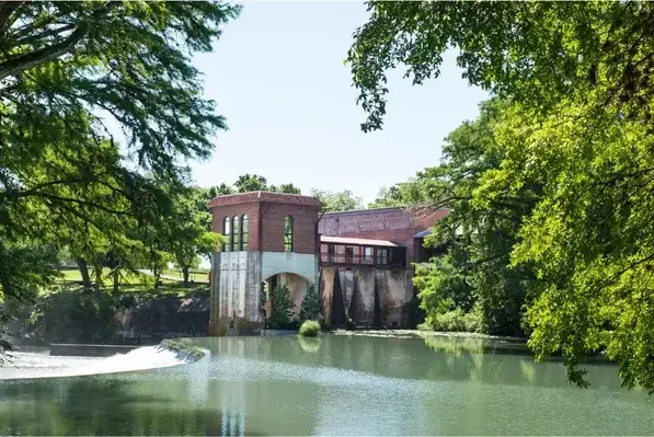 Historic hydroelectric power plant on San Marcos River in Texas