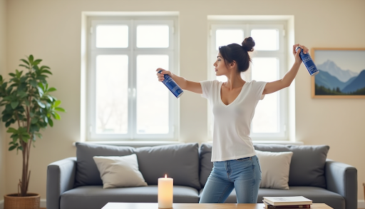 Woman using two sprays Woman using two sprays