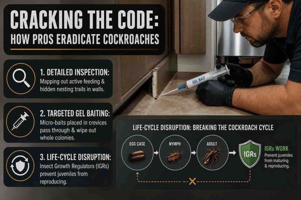 The Professional Blueprint: How Exterminators Knock Out Texas Cockroach Infestations 2 Cracking the Code: How Pros Eradicate Cockroaches