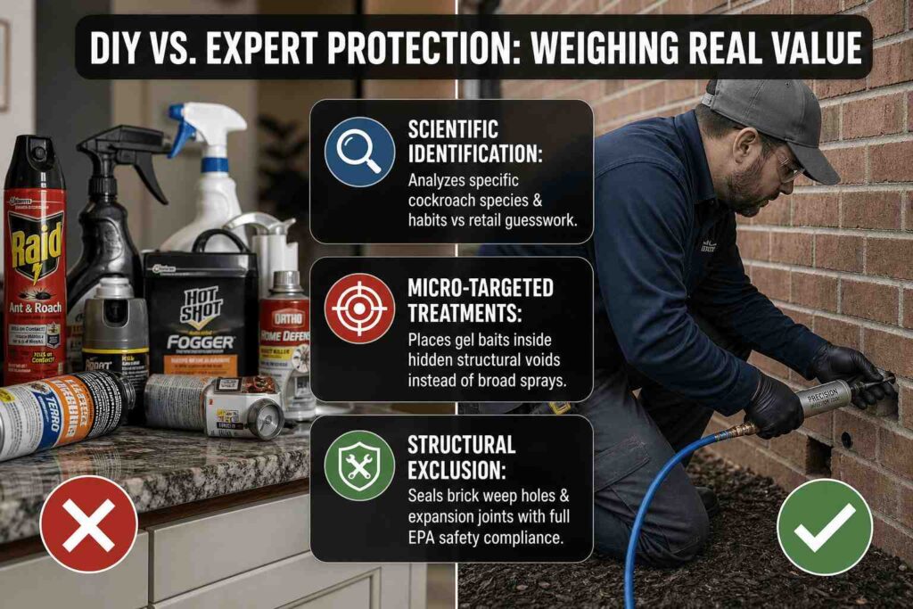 The Professional Blueprint: How Exterminators Knock Out Texas Cockroach Infestations 4 DIY vs. Expert Protection: Weighing the Real Value