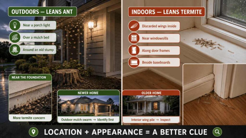 Flying Ants or Termites? How to Tell What Is Really Swarming Your Texas Home 4 Location Tells You Almost as Much as Looks Do