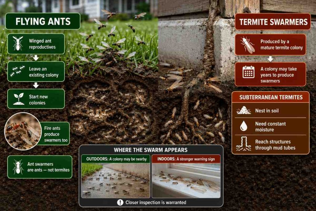 Flying Ants or Termites? How to Tell What Is Really Swarming Your Texas Home 2 Where Flying Ants and Termite Swarmers Actually Come From