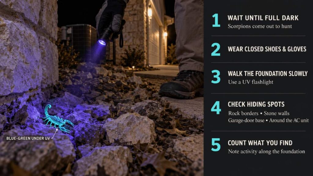 Scorpions in Helotes and the Hill Country: Why They Get More 2 Striped bark scorpion on limestone rock, the species behind most scorpions in Helotes and Hill Country homes